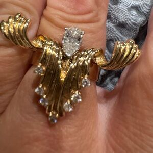 Vintage Diamond Gold Statement Ring Custom Made